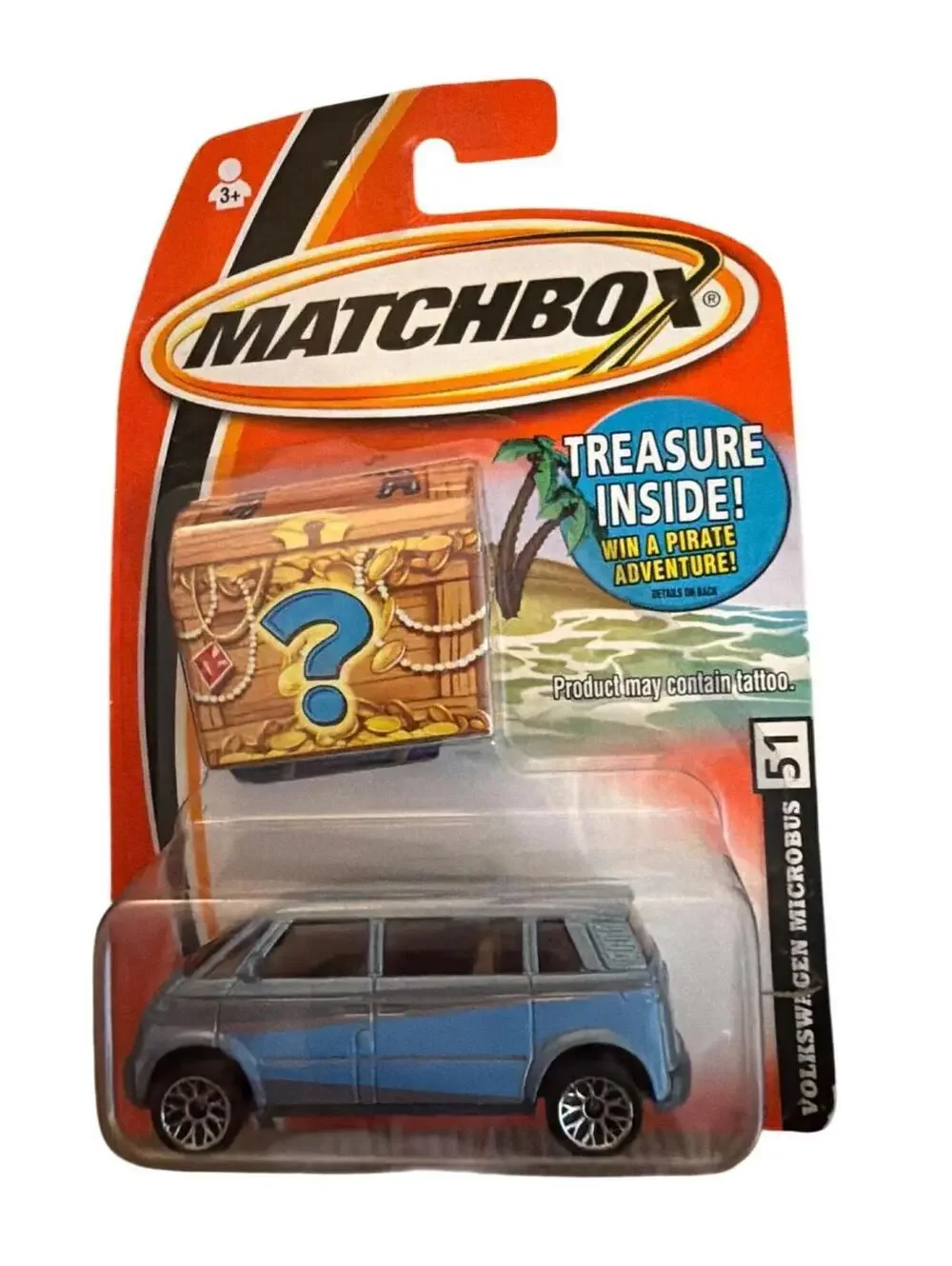 Matchbox Treasure Hunt Volkswagen Crew Microbus Die-Cast Toy Car 51 Blue Collect